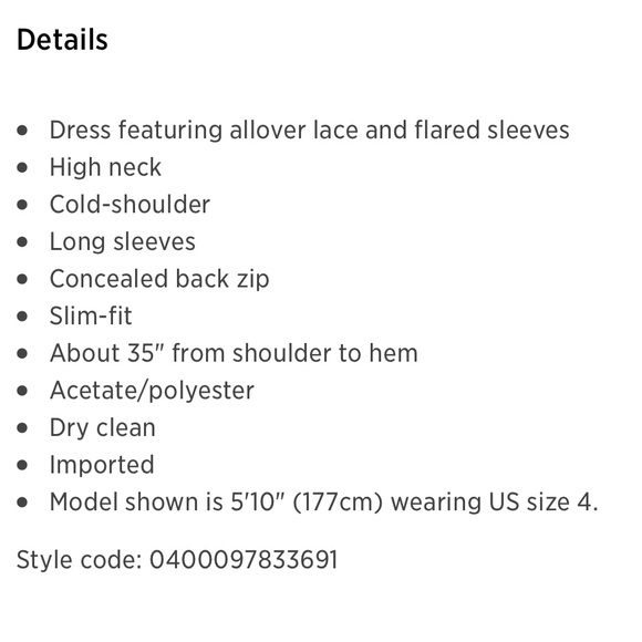 Misha Collection Black Lace Dress w/ Bell Sleeve - Picture 6 of 6